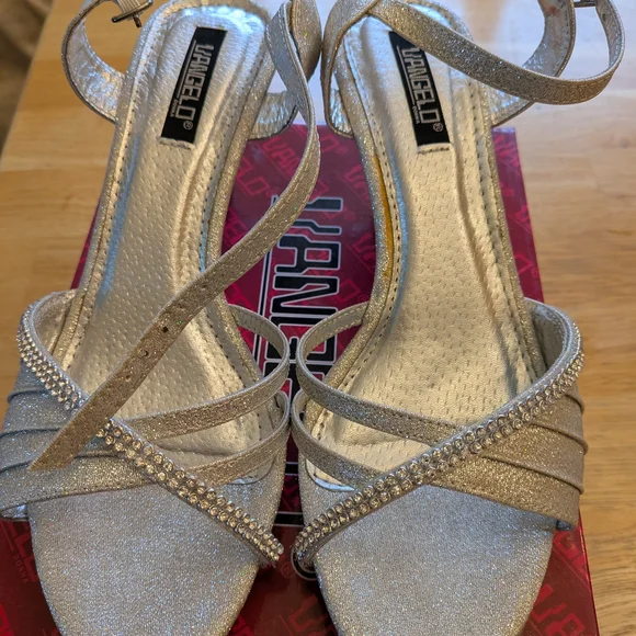 Vangelo Rhinestone Silver Strappy Heels - Picture 1 of 4